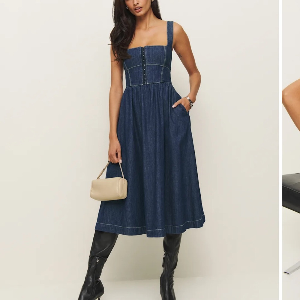 Reformation Dark Blue Midi Dress